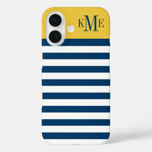 Coques iPhone 16 Moderne Monogramme Personnalisé Jaune Maïs et Rayu