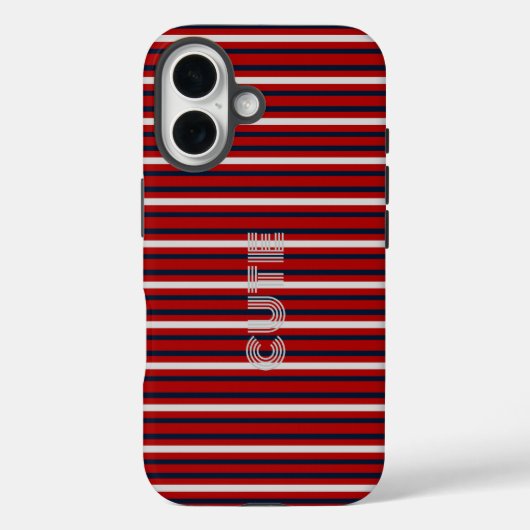 Coques Case-Mate iPhone Moderne Monogrammé Rayé (Verso)