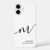 Coques Case-Mate iPhone Moderne Monogramme Script Calligraphie noir blanc (Verso)