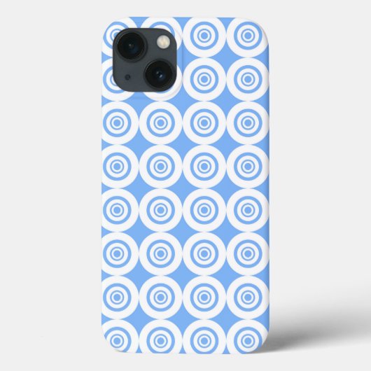Coques Case-Mate iPhone Moderne motif cercles bleu clair blanc (Verso)