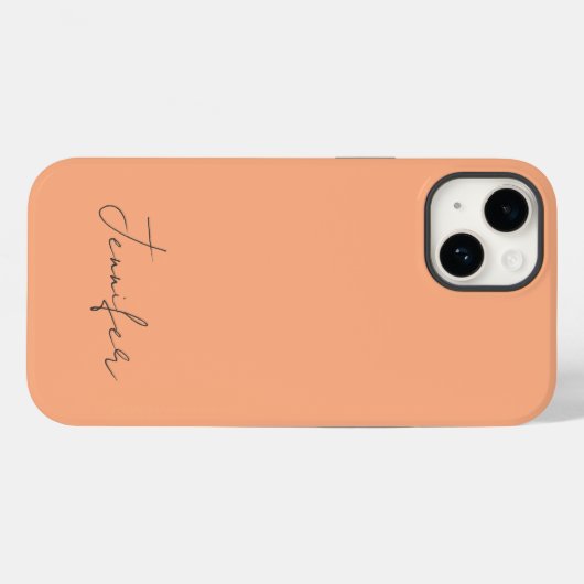 Coques Case-Mate iPhone Moderne Orange Pastel Chic Script Personnalisé (Verso (horizontal))
