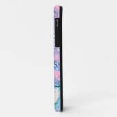 Coques Case-Mate iPhone Moderne paillettes bleu violet chic monogrammé (Dos/Gauche)