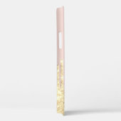 Coques Case-Mate iPhone Moderne Paillettes Or Coulures Rose Doré, Monogram (Verso / Droite)