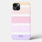 Coques Case-Mate iPhone Moderne Pastel Rainbow Stripes Monogram (Verso)