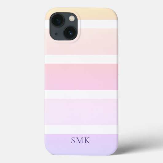 Coques Case-Mate iPhone Moderne Pastel Rainbow Stripes Monogram (Verso)