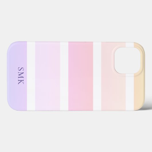 Coques Case-Mate iPhone Moderne Pastel Rainbow Stripes Monogram (Verso (horizontal))
