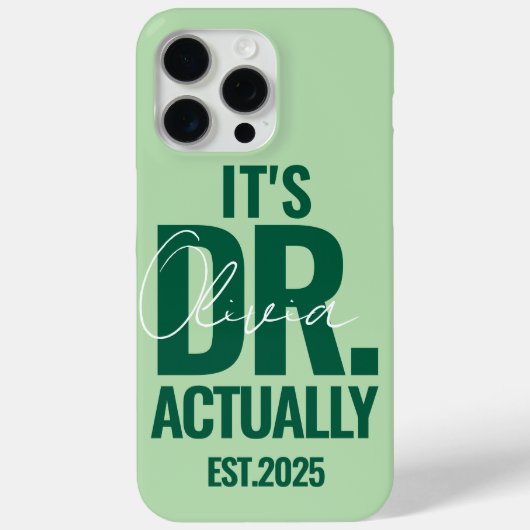 Coques Case-Mate iPhone Moderne personnalisé Dr Nom Date Vert foncé (Verso)