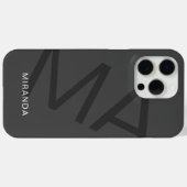 Coques Case-Mate iPhone Moderne Personnalisé Gris Monogramme (Verso (horizontal))