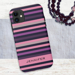 Case-Mate iPhone Case Moderne personnalisé motif rayé rose violet