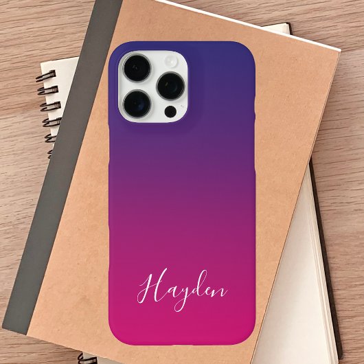 Coques Case-Mate iPhone Moderne Pink violet dégradé Monogramme simple