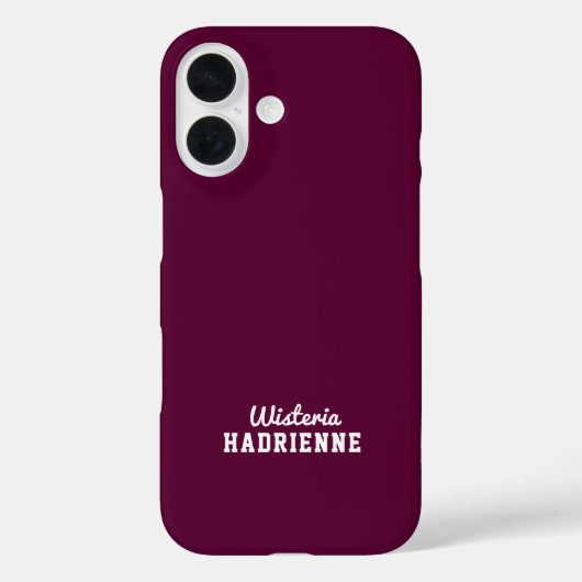 Coques Case-Mate iPhone Moderne Prune Bourguignon Monogramme Blanc Nom de (Verso)