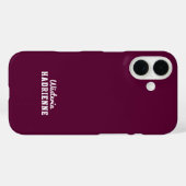 Coques Case-Mate iPhone Moderne Prune Bourguignon Monogramme Blanc Nom de (Verso (horizontal))