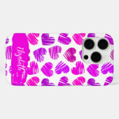 Coques Case-Mate iPhone Moderne Purple Rose Doodled Hearts Valentine Nom (Verso (horizontal))