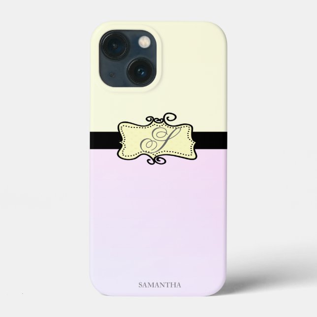 Coques Case-Mate iPhone Moderne Rayure Féminine Élégante Jaune Rose (Verso)