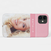 Coques Case-Mate iPhone Moderne, rayures géométriques roses girly personna (Dos (Horizontal))