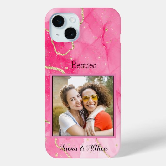 Coques Case-Mate iPhone Moderne rose Personnaliser Photo meilleurs amis (Verso)
