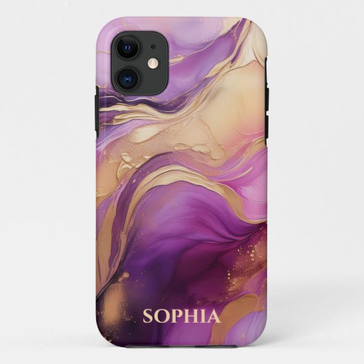Coques Case-Mate iPhone Moderne Rose Violet et Or- (Dos)