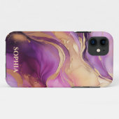 Coques Case-Mate iPhone Moderne Rose Violet et Or- (Dos (Horizontal))
