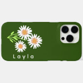 Coques Case-Mate iPhone Moderne Simple Blanc Floral Élégant Vert (Verso (horizontal))