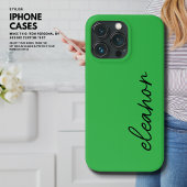 Coques Case-Mate iPhone Moderne simple brillant vert Nom du script Monogra