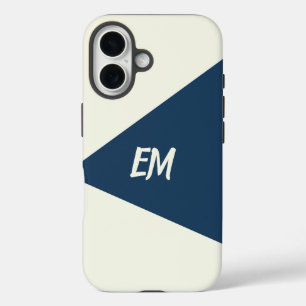 Coques iPhone 16 Moderne simple géométrique bleu et crème