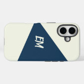 Coques Case-Mate iPhone Moderne simple géométrique bleu et crème (Verso (horizontal))