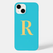 Coques Case-Mate iPhone Moderne simple Monogramme Aqua Turquoise (Verso)