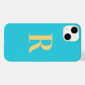 Coques Case-Mate iPhone Moderne simple Monogramme Aqua Turquoise (Verso (horizontal))