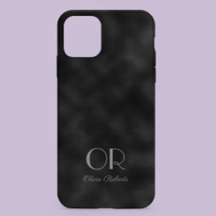 Coque Pour iPhone 14 Moderne Simple Noir Minimaliste Texturé Monogramme
