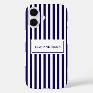 Coques iPhone 16 Moderne Simple Personnalisé Marine Vertical Strite