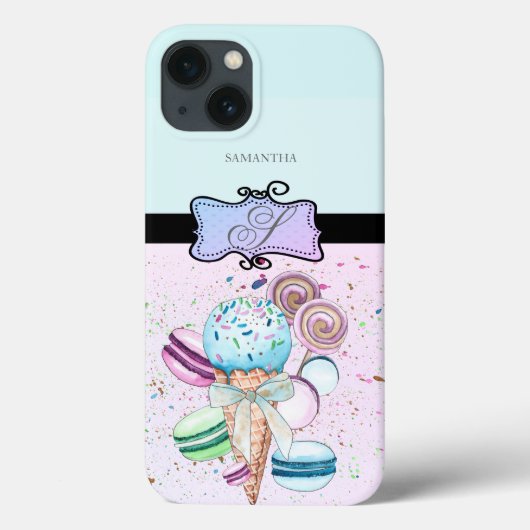 Coques Case-Mate iPhone Moderne stylé Girly Stripe crème glacée (Verso)
