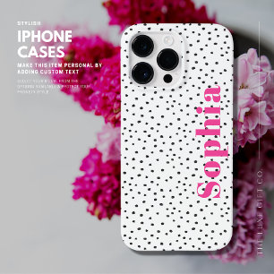 Coque Pour Pour iPhone 14 Pro Max Moderne Stylé Hot Rose Pois personnalisés