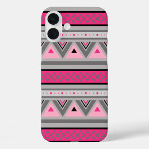Coques iPhone 16 Plus Moderne Sud-Ouest Géométrique, rose et gris