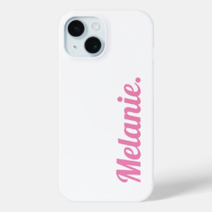 Coque Pour iPhone 15 Moderne tendance rose blanc
