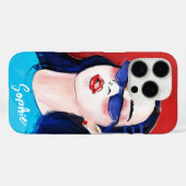 Coques Case-Mate iPhone Moderne tendance Rouge bleu ville fille sur mesure (Verso (horizontal))