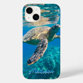 Coque Pour iPhone 14 Moderne Tortue sous-marine Personnalisé