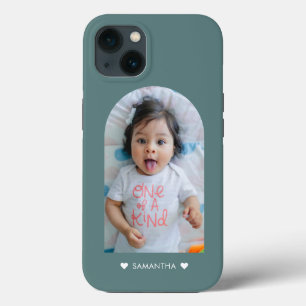 Case-Mate iPhone Case Moderne Turquoise Hearts Nom Arch Photo de famille