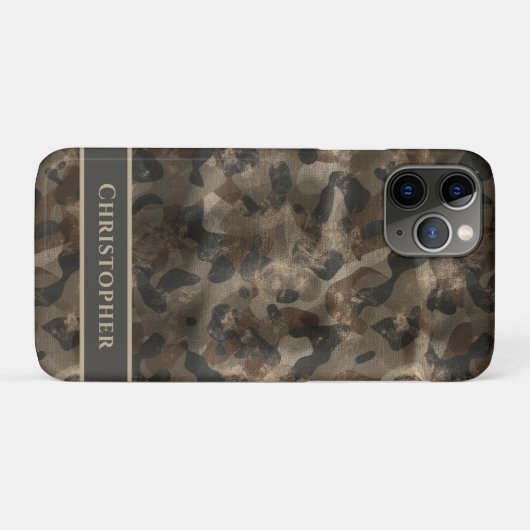 Coques Case-Mate iPhone Moderne Urbain Rétro Camo Monogramme Nom (Dos (Horizontal))