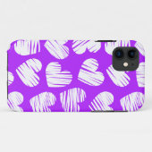 Coques Case-Mate iPhone Moderne violet blanc Doodled Heart Valentine's Day (Dos (Horizontal))