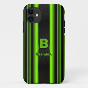 Case-Mate iPhone Case Modifier le nom d'ajout initial Bandes vertes et n