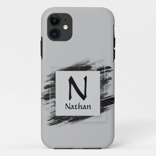 Coques Case-Mate iPhone Modifier le nom d'ajout initial Carré de pinceau n (Dos)