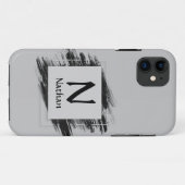 Coques Case-Mate iPhone Modifier le nom d'ajout initial Carré de pinceau n (Dos (Horizontal))