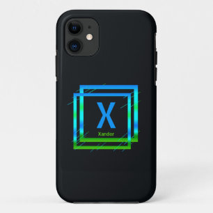Case-Mate iPhone Case Modifier le nom initial Ajouter le nom Carrés vert