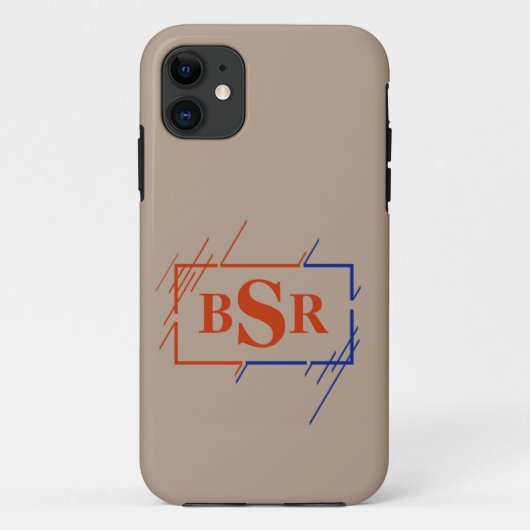 Coques Case-Mate iPhone Modifier les initiales, 3 lettres Monogramme Brown (Dos)