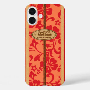 Coques iPhone 16 Plus Mokuleia Hawaiian Faux Wood Monogram Surboard