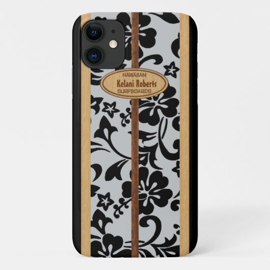 Coques Case-Mate iPhone Mokuleia Hawaiian Faux Wood Monogram Surboard (Dos)