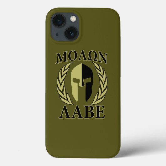 Coques Case-Mate iPhone Molon Labe Casque spartiate Laurels Vert olive (Verso)