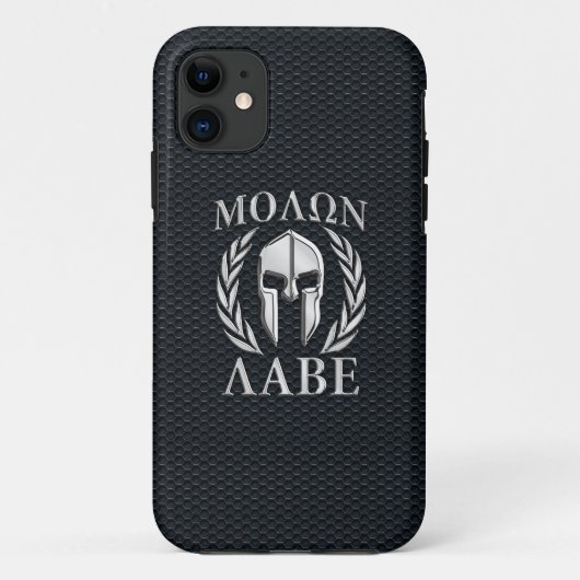 Coques Case-Mate iPhone Molon Labe Chrome Casque spartiate sur Grille iPho (Dos)