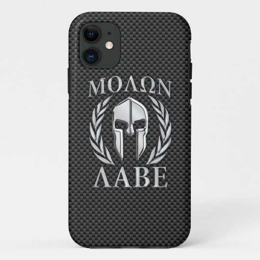 Coques Case-Mate iPhone Molon Labe Chrome Style Spartan Armor Fibre de car (Dos)