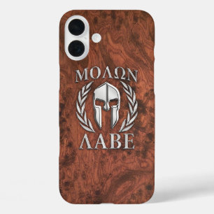 iPhone 16 Plus Case Molon Labe Guerrier Spartiate Impression en Acajou